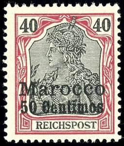 Deutsche Post in Marokko 50 Centimes auf 40 ... 