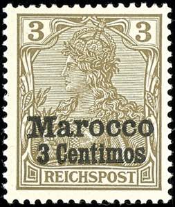 Deutsche Post in Marokko 3 Centimos auf 3 Pf ... 