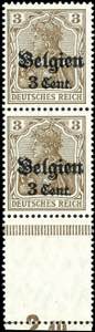 Belgien 3 C. auf 3 Pfg., postfrisches senkr. ... 