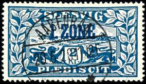 Schleswig 2 Kr. Freimarke mit blauem ... 