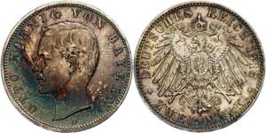 Bayern 2 Mark, 1913, Otto, kl. Rf., ... 