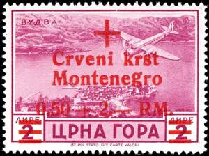 Montenegro 25 C. bis 2 Lire mit neuem ... 