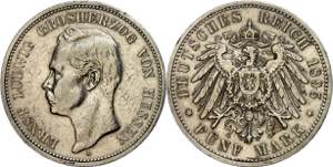Hessen 5 Mark, 1895, Ernst Ludwig, kl. Rf. ... 