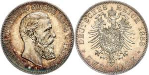 Preußen 2 Mark, 1888, Friedrich III., wz. ... 