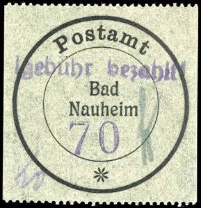 Bad Nauheim 42-70 Pfg. Postverschlußzettel, ... 