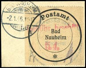 Bad Nauheim 54 Pfg. Postverschlusszettel, ... 