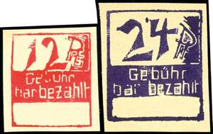 Frankenau 12 und 24 Pfg Gebührenzettel ... 