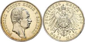 Sachsen 3 Mark, 1909, Friedrich August III., ... 