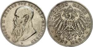 Sachsen-Meiningen 5 Mark, 1908, Georg II., ... 