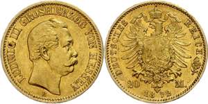 Hessen 20 Mark, 1872, Ludwig III., ... 