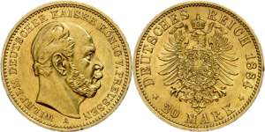 Preußen Goldmünzen 20 Mark, 1884, Wilhelm ... 