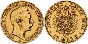 Preußen Goldmünzen 10 Mark, 1889, Wilhelm ... 
