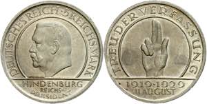 Münzen Weimar 5 Reichsmark, 1929, D, ... 