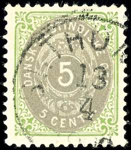 Dänisch-Westindien 1856, 5 C. grün/grau, ... 