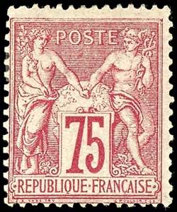 Frankreich 1876, 75 C. karminrosa, Type I, ... 