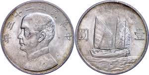 China Republik 1 Dollar (26,78g), 1934, Sun ... 