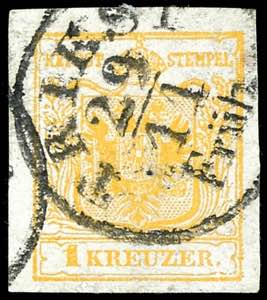 Österreich 1 Kr. goldgelb, Maschinenpapier, ... 
