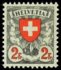Schweiz 1924, 90 C.-2 Fr. Wappen, normales ... 