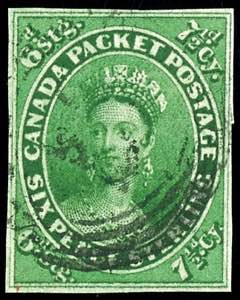 Kanada 1851, 7 1/2 P. grün, allseits ... 