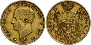 Italien 40 Lire, Gold, 1810, Napoleon, Mzz M ... 