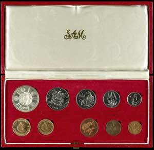 Südafrika Kursmünzensatz, 1974, 1/2 Cent ... 