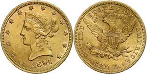USA 10 Dollars, Gold, 1894, Liberty Head, ... 