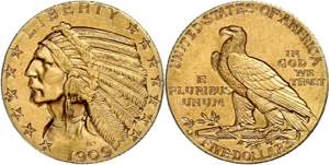 USA 5 Dollars, Gold, 1909, Denver, Indian ... 