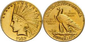 USA 10 Dollars, Gold, 1932, Indian Head, ... 