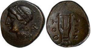 Lukanien Thurioi, Æ (3,69g), 213-207 v. ... 
