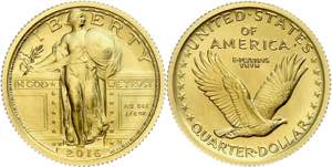 USA Quarter Dollar, 1/4 oz Gold, 2016, ... 