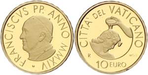 Vatikanstaat 10 Euro, Gold, 2014, die Taufe, ... 