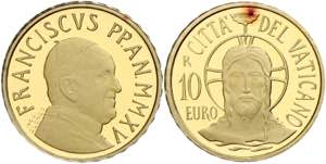 Vatikanstaat 10 Euro, Gold, 2015, die Taufe, ... 