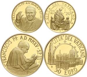 Vatikanstaat 20 und 50 Euro, Gold, 2015, ... 