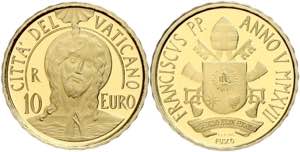 Vatikanstaat 10 Euro, Gold, 2017, die Taufe, ... 