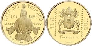 Vatikanstaat 10 Euro, Gold, 2019, die Taufe, ... 