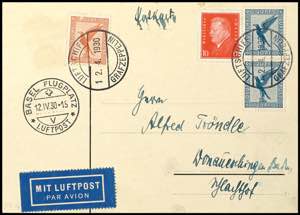 Zeppelinpost nach Sieger 1930, Schweizfahrt, ... 