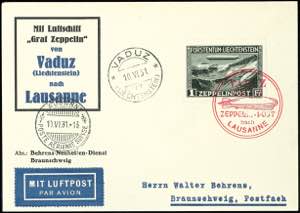 Zeppelinpost nach Sieger 1931, Fahrt ... 