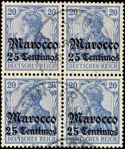 Deutsche Post in Marokko 25 C. a. 20 Pfg ... 