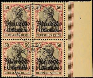 Deutsche Post in Marokko 60 C. auf 50 Pf., ... 