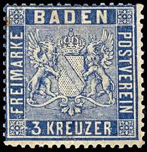 Baden 3 Kreuzer veilchenblau, ... 