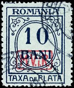 Rumänien Portomarken 10 Bani mit rotem ... 