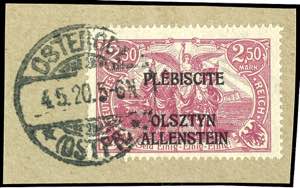 Allenstein 2,50 M. Deutsches Reich rosalila ... 