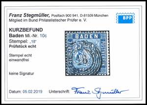 Baden 6 Kr. Wappen veilchenblau, ... 