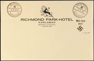 Karlsbad 1938, Briefpapier des Richmond ... 