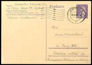 KZ-Post Weimar-Buchenwald 14.6.1942, ... 