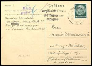 KZ-Post Weimar-Buchenwald 18.2.1940, ... 