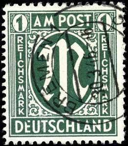 Bizone 1 Reichsmark AM-Post, Plattenfehler ... 
