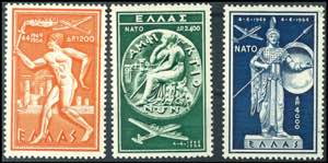 Griechenland 1954, 1200 Drachmen bis 4000 ... 