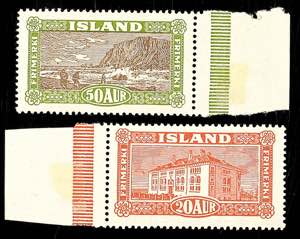 Island 20 A. und 50 A. postfrisch, Katalog: ... 