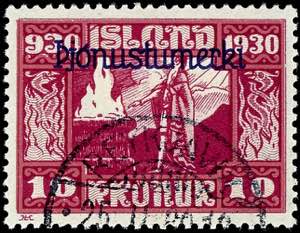 Island Dienstmarken 1930, 3A-10 Kronen ... 